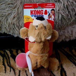 Kong Dog Cozi Pocketz Beaver Squeaks small or med New!